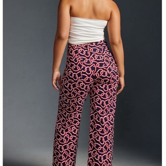 - Anthropologie Maeve NWT Colette Cropped Wide-Leg Ponte Pants Red Motif N… - Picture 7 of 10